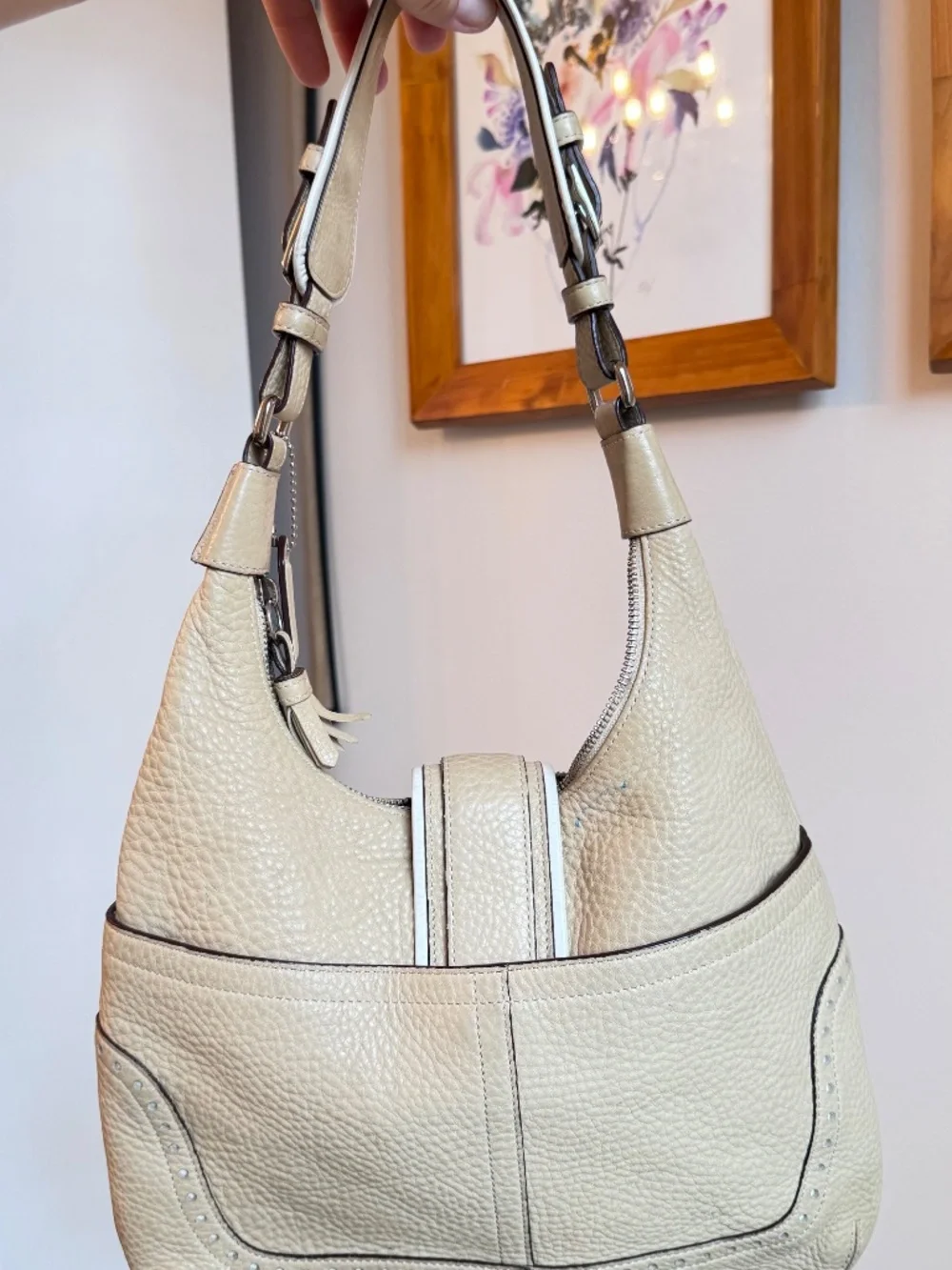 Vintage Coach Hamptons Soho 5054 Cream Leather Hobo Bag
